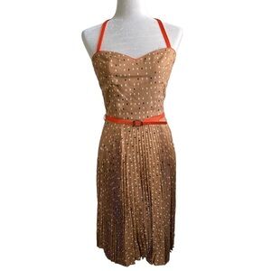 Anja Flint vintage caramel pleated halter summer dress